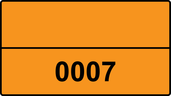 UN 0007 ADR-nummerskylt - Farlighetsnummer - PATRONER FÖR VAPEN, med sprängladdning