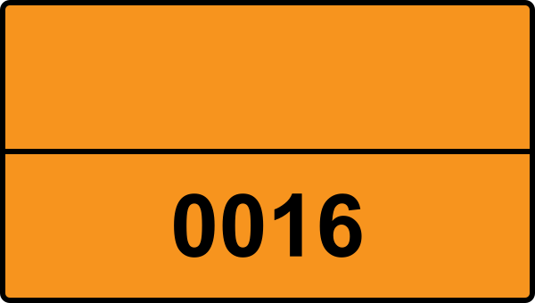 UN 0016 ADR-nummerskylt - Farlighetsnummer - RÖKAMMUNITION, med eller utan central-, separerings- eller drivladdning, med ämnen som är giftiga vid inandning