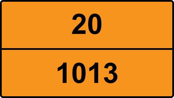 UN 1013 ADR-nummerskylt - Farlighetsnummer 20 - KOLDIOXID