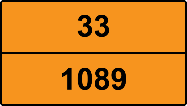 UN 1089 ADR-nummerskylt - Farlighetsnummer 33 - ACETALDEHYD