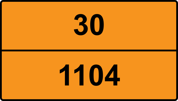 UN 1104 ADR-nummerskylt - Farlighetsnummer 30 - AMYLACETATER