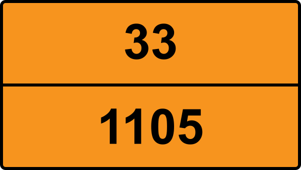 UN 1105 ADR-nummerskylt - Farlighetsnummer 33 - PENTANOLER