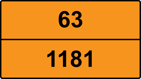 UN 1181 ADR-nummerskylt - Farlighetsnummer 63 - ETYLKLORACETAT