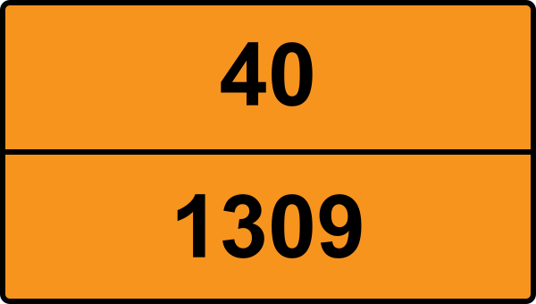 UN 1309 ADR-nummerskylt - Farlighetsnummer 40 - ALUMINIUMPULVER, YTBELAGT