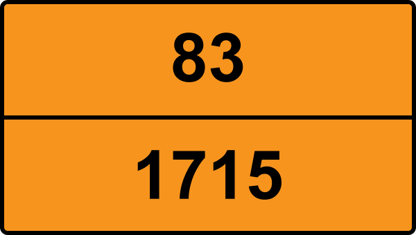 UN 1715 ADR-nummerskylt - Farlighetsnummer 83 - ÄTTIKSYRAANHYDRID