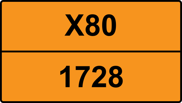 UN 1728 ADR-nummerskylt - Farlighetsnummer X80 - AMYLTRIKLORSILAN