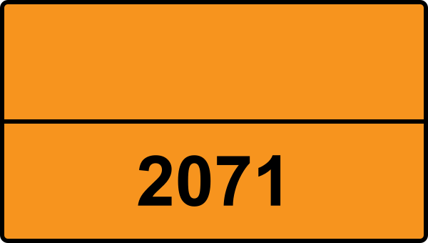 UN 2071 ADR-nummerskylt - Farlighetsnummer - AMMONIUMNITRATHALTIGT GÖDSELMEDEL eller AMMONIUMNITRATBASERADE GÖDSELMEDEL