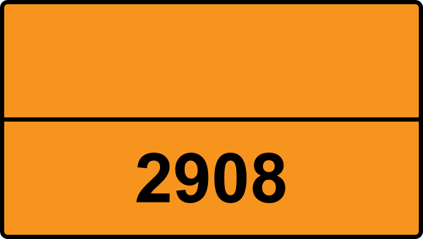 UN 2908 ADR-nummerskylt - Farlighetsnummer - RADIOAKTIVT ÄMNE, UNDANTAGET KOLLI - TÖMD FÖRPACKNING