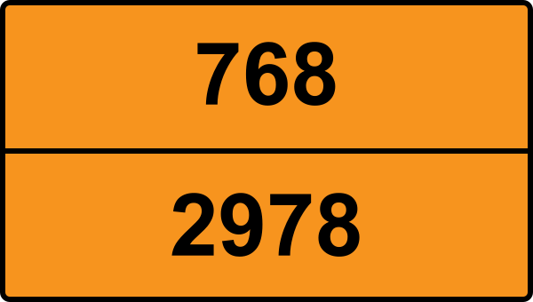 UN 2978 ADR-nummerskylt - Farlighetsnummer 768 - RADIOAKTIVT ÄMNE, URANHEXAFLUORID, ej fissilt eller undantaget fissilt