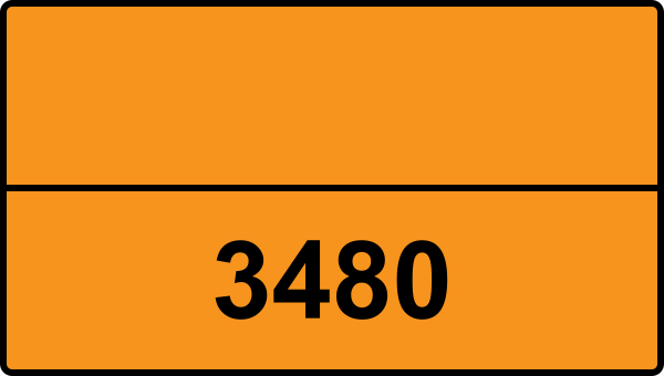 UN 3480 ADR-nummerskylt - Farlighetsnummer - LITIUMJONBATTERIER (inklusive litiumjonpolymerbatterier)